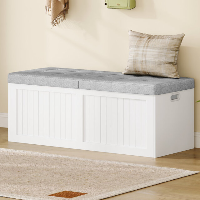 Storage Chest, 109cm, Shoe Storage Bench with Seat, Large-capacity with Three Compartments, Blanket Box for Entryway, Living Room, Hallway, 40 x 109 x