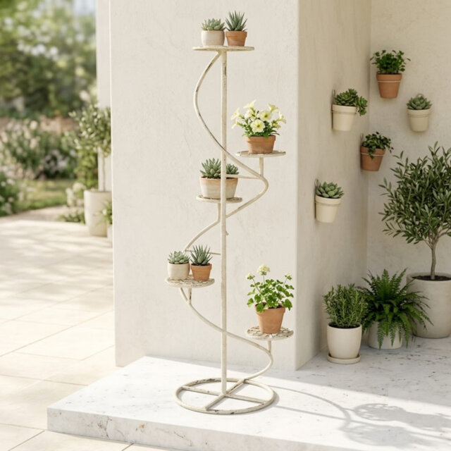 Blue Metal 5 Tier Plant Stand