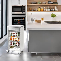 Yoder 48cm W Steel Kitchen Trolley with Stainless Steel Top and Locking Wheels
