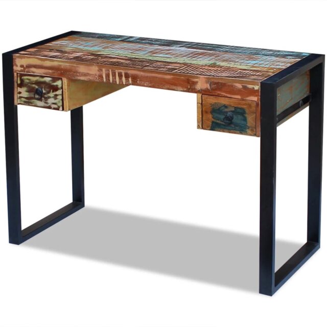 Solid Wood Steel Writing Desk