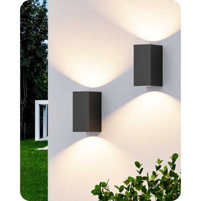 Up And Down Outside Lights, Outdoor Wall Lights, Ip44 Anti-rust Aluminum Matte Black 2 Pack