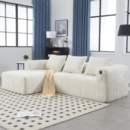 Chenille Boucle Sectional L Shape Sofa Oversized Sleeper Sofa Couch