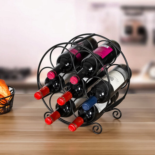 Deziya 7 Bottle Tabletop Wine Bottle Rack Black