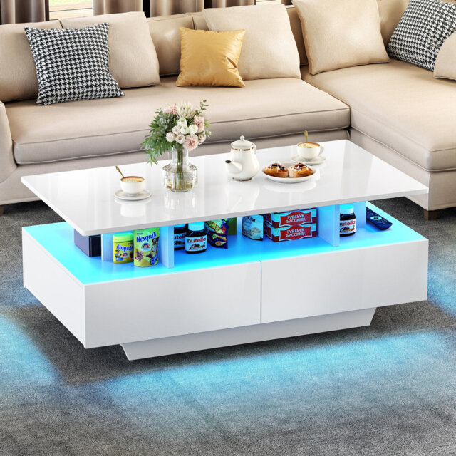 Metro Lane Coffee Table With 4 Drawers, Modern Centre Table