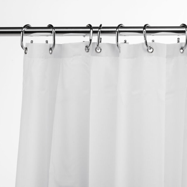 Croydex Recycled White Shower Curtain with Weighted Hem and Anti-Microbial Additive 1800 X 2100