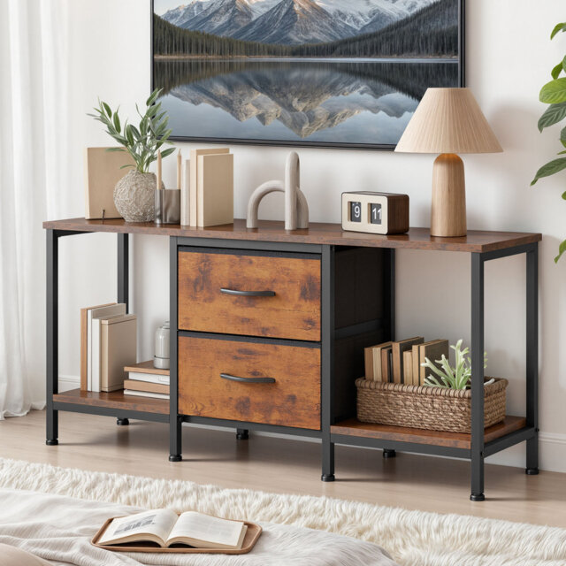 2-Drawer Chest Of Drawers, TV Stand For Industrial, Modern, Farmhouse Living Rooms, Bedrooms, 110 X 29.8 X 50Cm