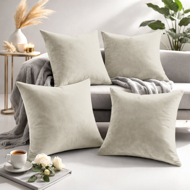 Square Scatter Velvet Cushion Cover ( Set of 4 )