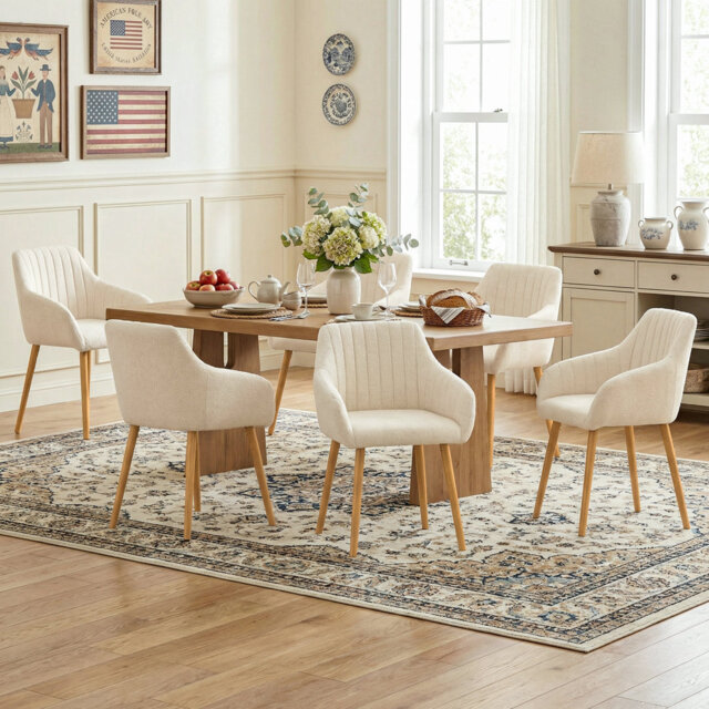 49.5cm H Upholstered Dining Chairs With Wooden Legs
