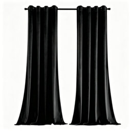 Black Velvet Room Darkening Curtains - Thermal & Elegant Home Decor 132x213 cm , 2 Panels