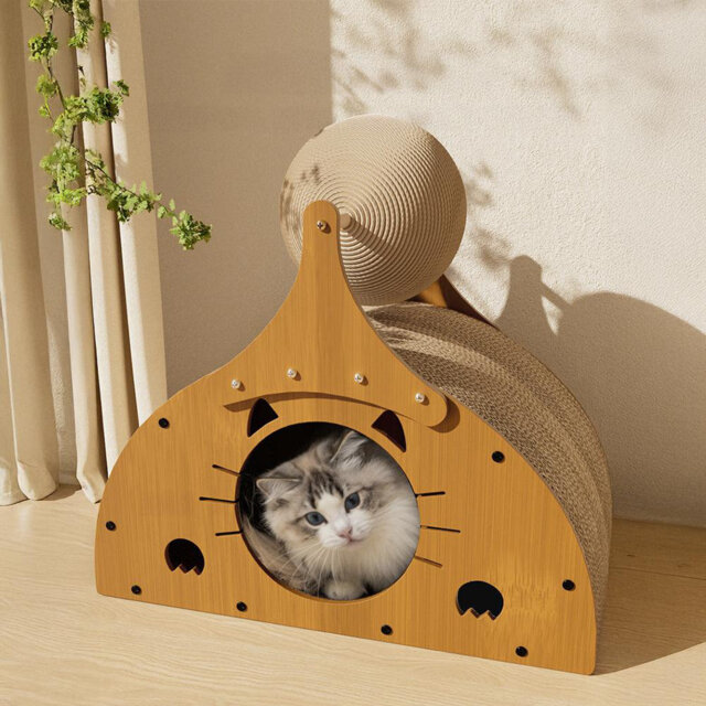 Antenna Cat Scratching Board Ball-Style Cat Scratcher Nest Standing Cat Toy