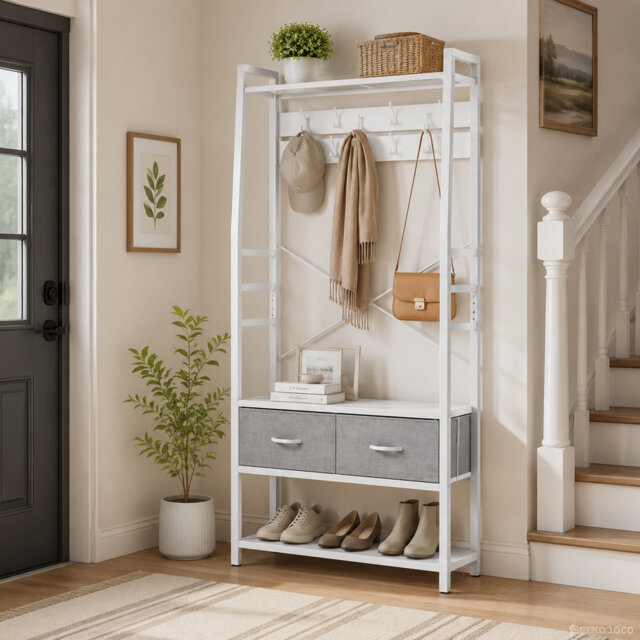 Hall Tree 80cm Wide with Bench and Shoe Storage
