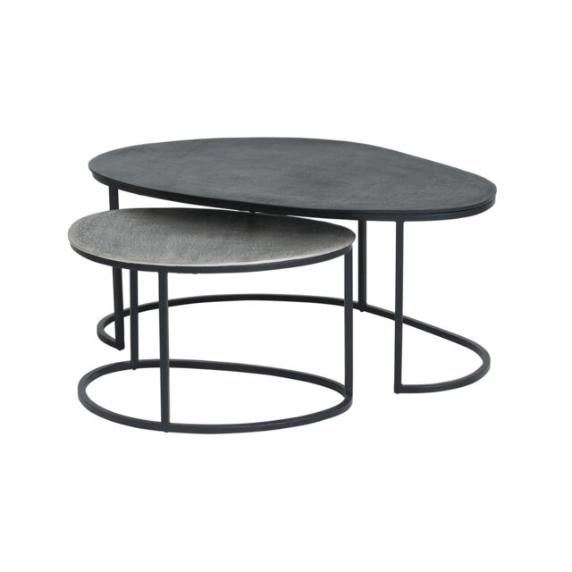 Napa Coffee Table, Set Of 2, Black / Silver Antique - Demetries