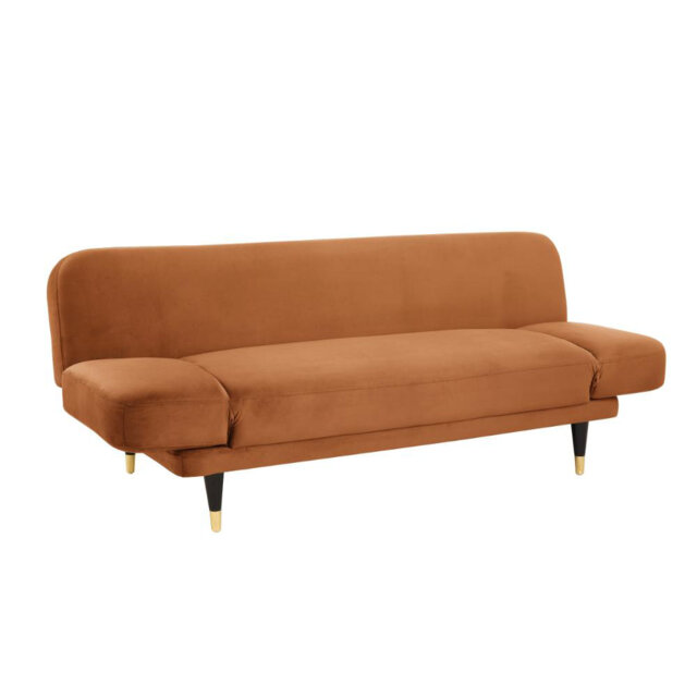 Silas Green Velvet Fabric Sofa Bed With Adjustable Armrests