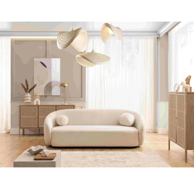 Roundi BouclÃ© 2 Seater Sofa Luxury and Modern Collection Curved Loveseat