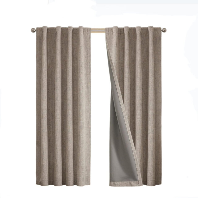 Premium Blackout Thermal Curtains - Linen Texture, Rod Pocket & Back Tab 139x243 cm