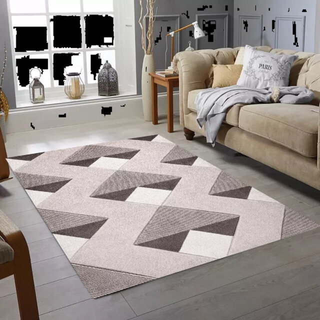 Modern Area Rug Diamond Style Zigzag Rugs For Living Room Bedroom Rug Soft Non Shedding Area Rug