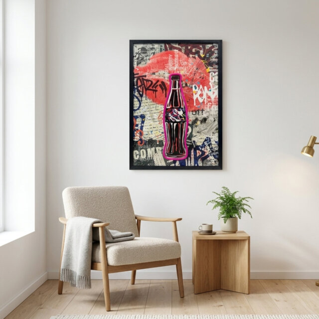 Cola Drink Pink Neon Led Wall Art - 60x40cm Pop Art Graffiti Canvas Usb