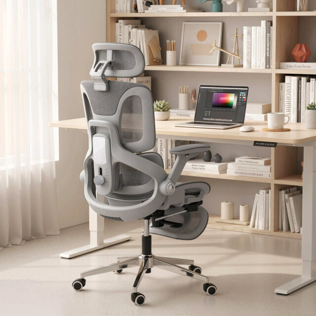 HOMCOM Ergonomic Office Chair High Back Mesh Desk Chair Footrest