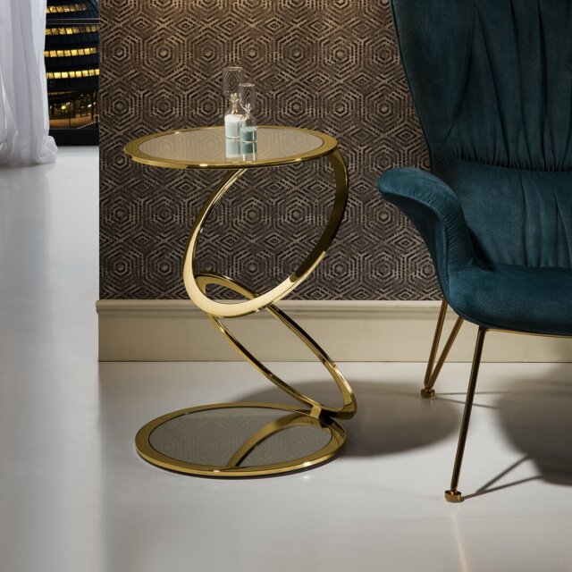 Brooklet Glass Top Abstract End Table