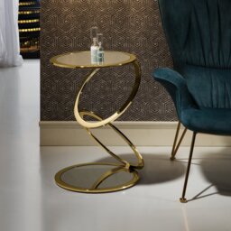 Brooklet Glass Top Abstract End Table