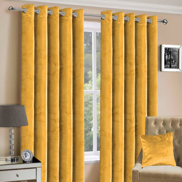 Hollange Crushed Velvet Eyelet Windows Panel Curtains