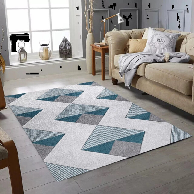 Modern Area Rug Diamond Style Zigzag Rugs For Living Room Bedroom Rug Soft Non Shedding Area Rug