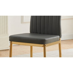Glitz Faux Leather Dining Chairs with Gold Legs