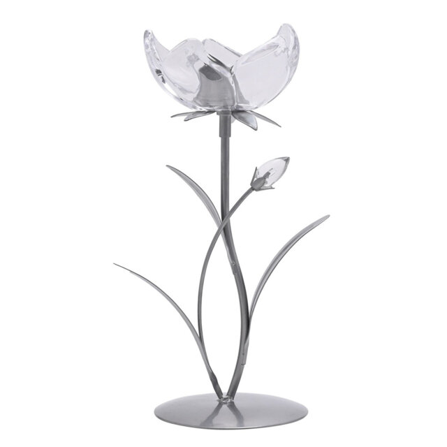 26Cm Glass Metal Tabletop Votive Holder