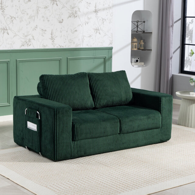 176cm Convertible Sofa Bed 2 Seater Loveseat Sofa No Assembly Required