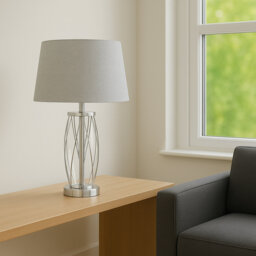 Alexarae 50cm Glass & Metal Table Lamp with linen shade
