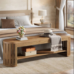 Rustic Entryway Bench With Storage, Arc-Shaped Shoe Bench For Hallway