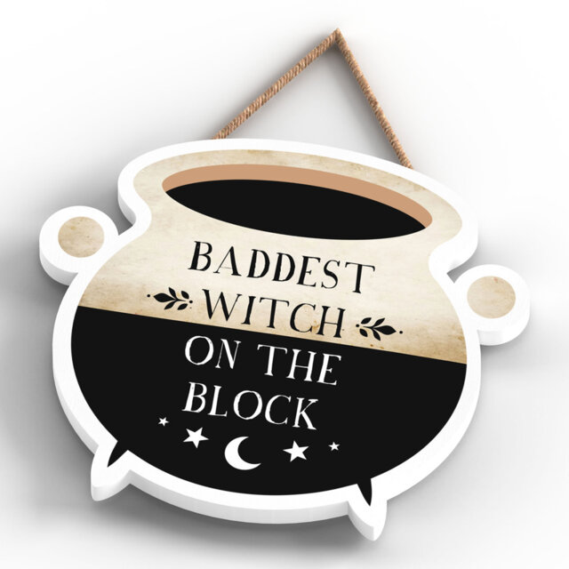 Baddest Witch Humour Wooden Plaque Vivid Squid Wholesale Wall Decor