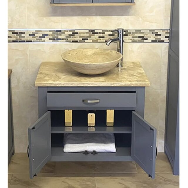 Bingley 750mm Single Bathroom Vanity with Vessel Stone Basin