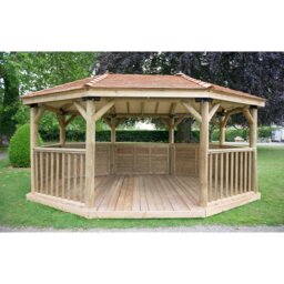 5.3m x 3.8m Wooden Gazebo with Cedar Roof with Installation Service