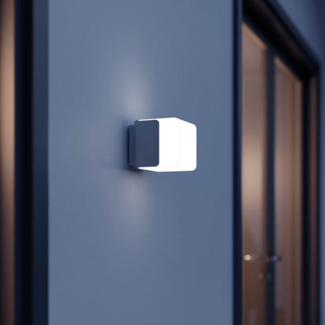 Smart LED Outdoor Wall Light L 835 C Anthracite Cube Design No Sensor dimmable via App