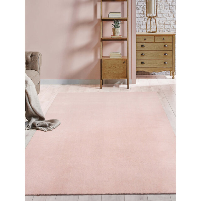 The Carpet Relax - Modern Rug, Fluffy, Short Pile, Non-Slip Underside, Washable up to 30°C, Super-Soft, Fur Look, Rose