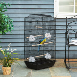 92cm Large Bird Cage with Stand Perches Food Bowls Swing Black