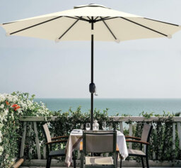 2.7M Tilting Patio Umbrella, Hand Crank Garden Parasol with Dust Cover