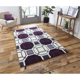 Evianna area rug Hand Tufted Rectangle Ivory/Purple