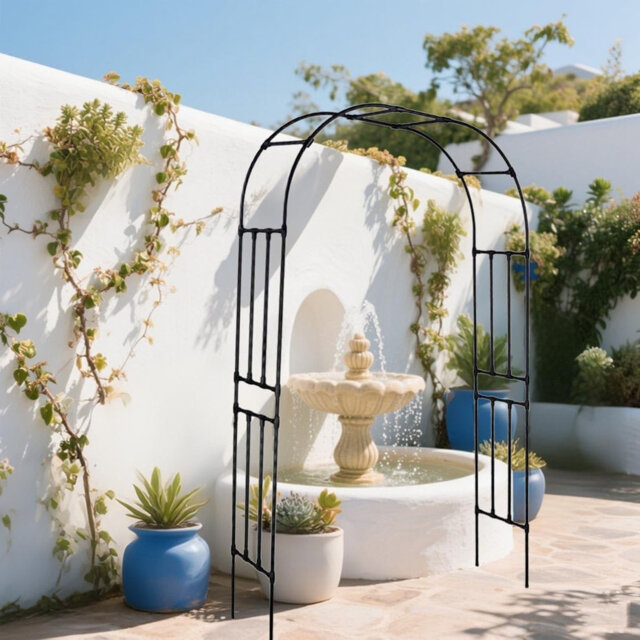 Metal Garden Arch Trellis for Climbing Plants, Weather Resistant Steel Outdoor Arbor for Roses and Vines, Decorative Archway for Weddings, Patio and G