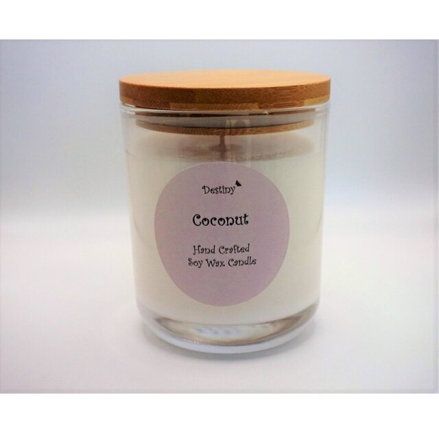 Coconut Scented Jar Candle with Glass Holder
