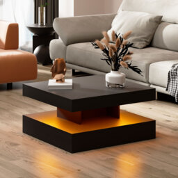 Charvez Modern Square High-Gloss LED Coffee Table with Storage