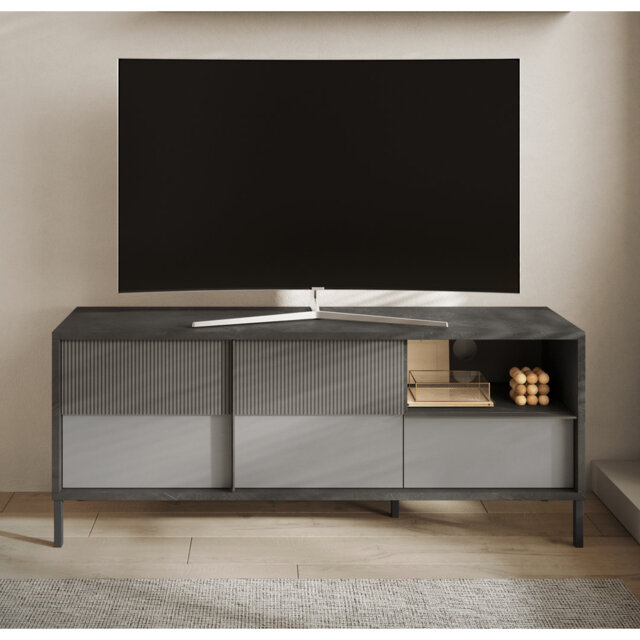 Ardelis 2 Door 1 Drawer Lead/Slate/Chalk Small TV Stand