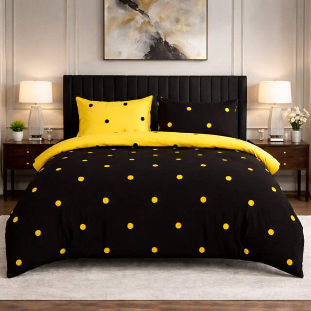 3 Piece Microfiber Duvet Cover Set Ultra Soft Comfortable Polka Dot Bedding Set with Pillowcases Stylish Durable Easy Care
