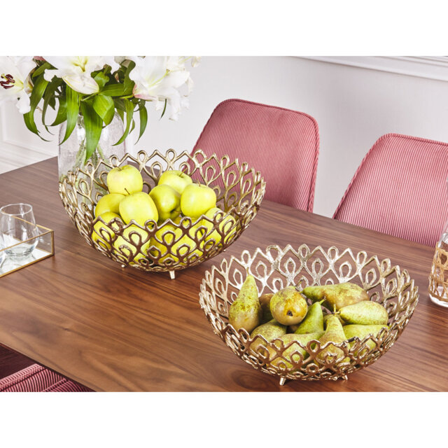 Kinsman 2 Piece Metal Decorative Bowl Set in Gold