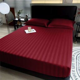 Aspire Homeware Luxury 40cm Deep Striped Fitted Sheet for Hotel Style Bedroom Comfort