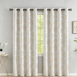 White Gold 127 X 183 cm Blackout Curtains Snowflake Print Blackout Window Panels 2 Pcs
