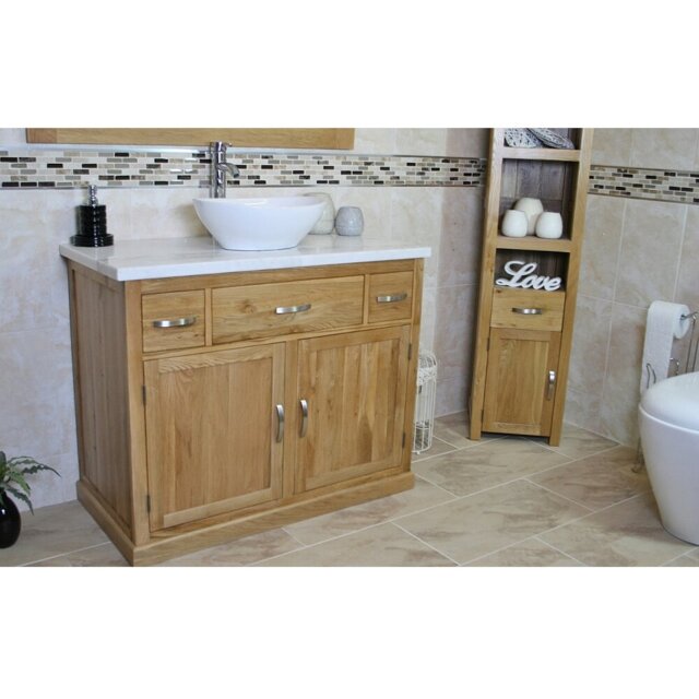 Maximilian Solid Oak 1000mm Free-Standing Vanity Unit