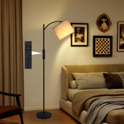 Conkle Floor Lamp with Bulb, Reading Lamp With Remote Control, Standing Light for Bedroom, Living Room