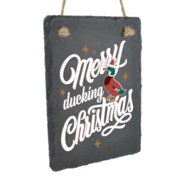 Merry Ducking Christmas Slate Rectangle Plaque Wall Décor